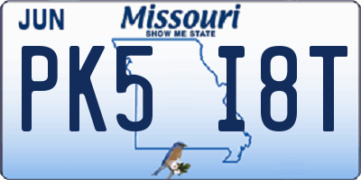 MO license plate PK5I8T