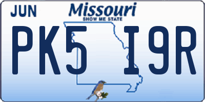 MO license plate PK5I9R