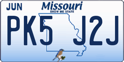 MO license plate PK5J2J