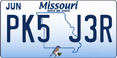 MO license plate PK5J3R