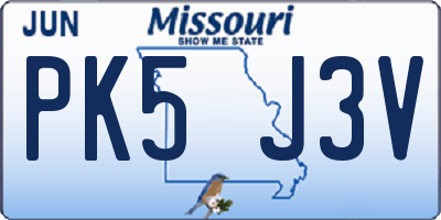 MO license plate PK5J3V