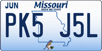 MO license plate PK5J5L