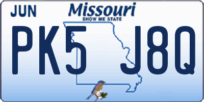 MO license plate PK5J8Q