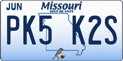 MO license plate PK5K2S