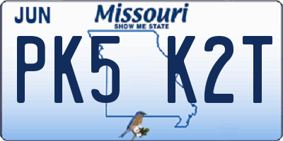 MO license plate PK5K2T