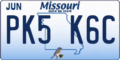 MO license plate PK5K6C