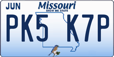MO license plate PK5K7P