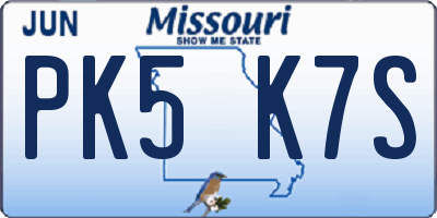MO license plate PK5K7S