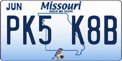 MO license plate PK5K8B