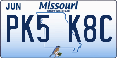 MO license plate PK5K8C