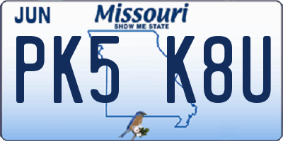 MO license plate PK5K8U