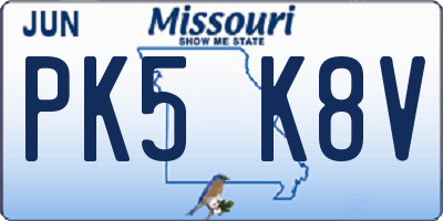 MO license plate PK5K8V