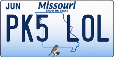 MO license plate PK5L0L