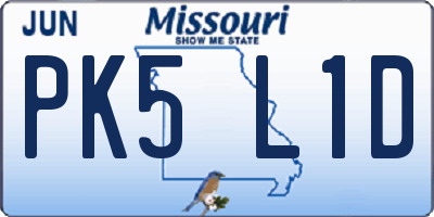 MO license plate PK5L1D