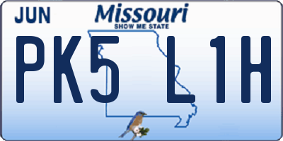 MO license plate PK5L1H