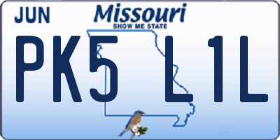 MO license plate PK5L1L