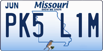MO license plate PK5L1M
