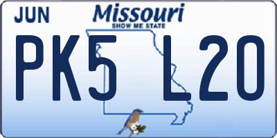 MO license plate PK5L2O