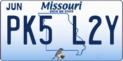 MO license plate PK5L2Y