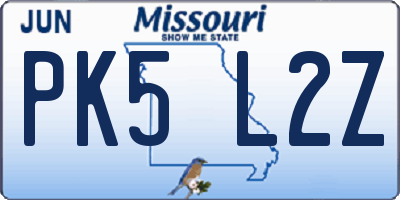MO license plate PK5L2Z