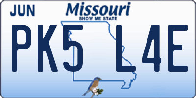 MO license plate PK5L4E