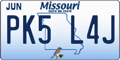 MO license plate PK5L4J