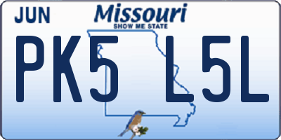 MO license plate PK5L5L