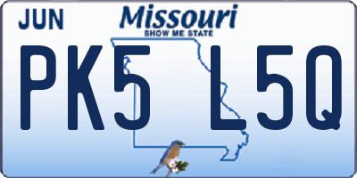 MO license plate PK5L5Q