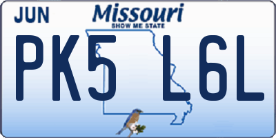 MO license plate PK5L6L