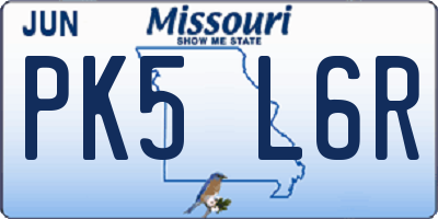 MO license plate PK5L6R