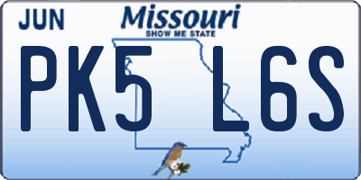 MO license plate PK5L6S