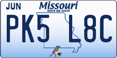 MO license plate PK5L8C