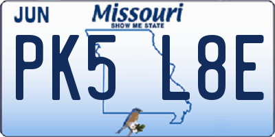 MO license plate PK5L8E