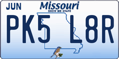 MO license plate PK5L8R