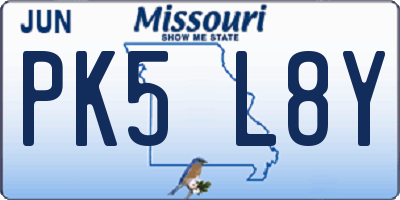 MO license plate PK5L8Y