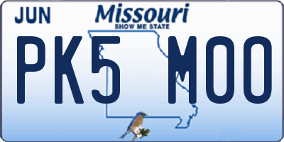MO license plate PK5M0O