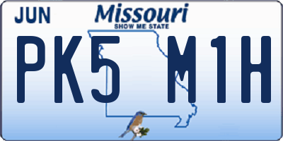 MO license plate PK5M1H