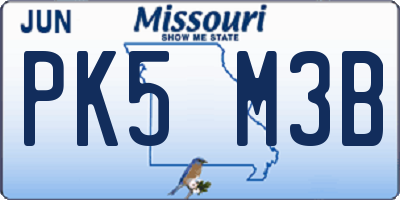 MO license plate PK5M3B