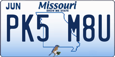 MO license plate PK5M8U