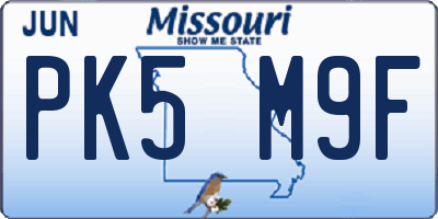 MO license plate PK5M9F