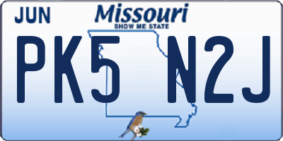 MO license plate PK5N2J