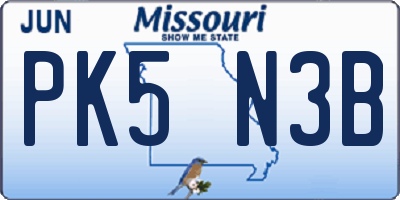 MO license plate PK5N3B