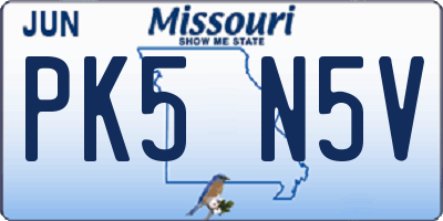 MO license plate PK5N5V