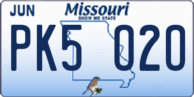 MO license plate PK5O2O