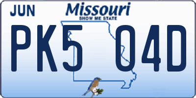 MO license plate PK5O4D