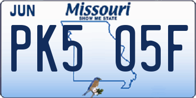 MO license plate PK5O5F