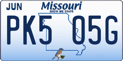 MO license plate PK5O5G