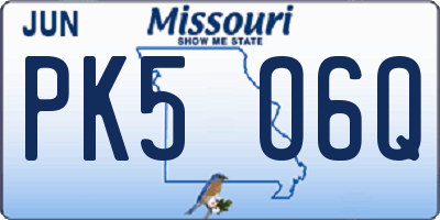 MO license plate PK5O6Q