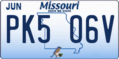 MO license plate PK5O6V