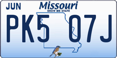 MO license plate PK5O7J